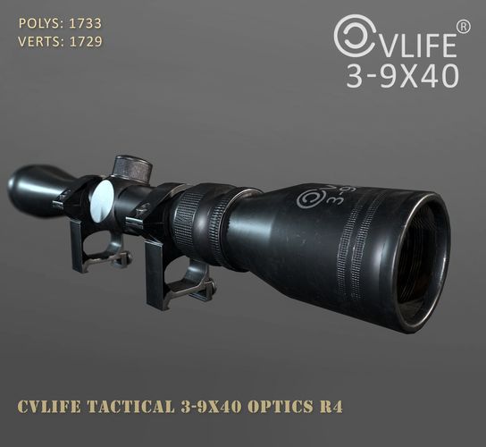 cvlife tactical 3-9x40 optics r4 3d models Low-poly 3D model