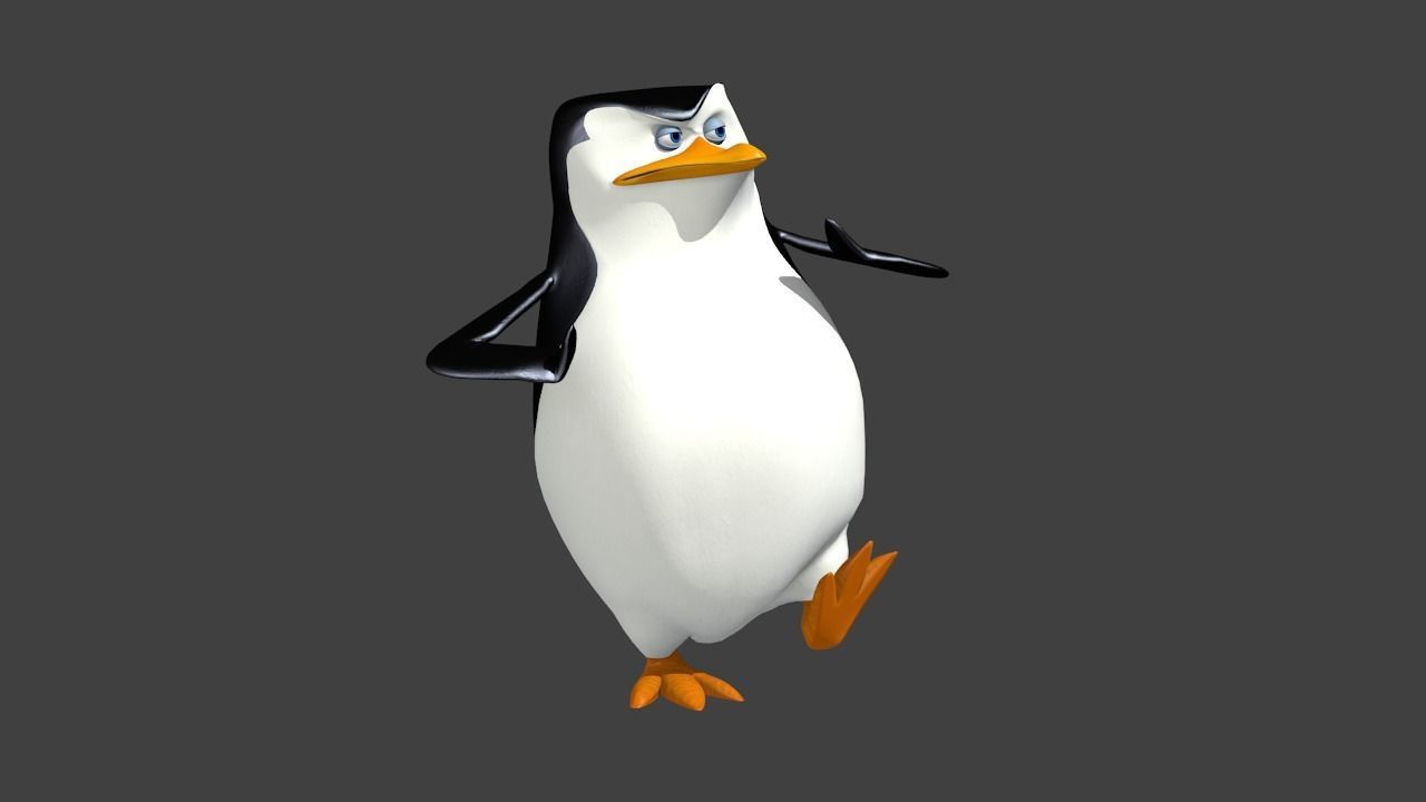 Penguin Skipper Free low-poly 3D model_1