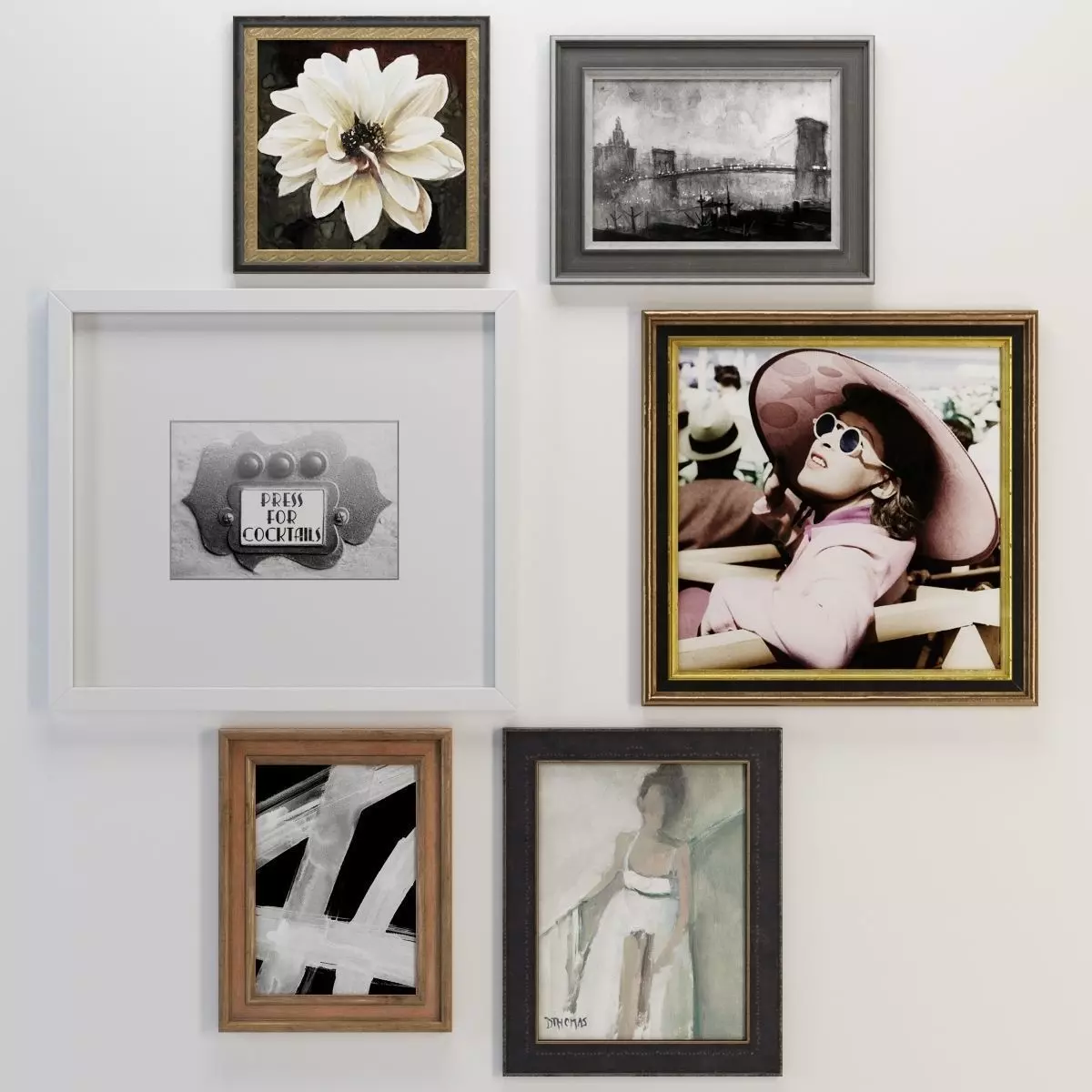 Pottery Barn Polished Gallery Wall Low-poly 3D model_0