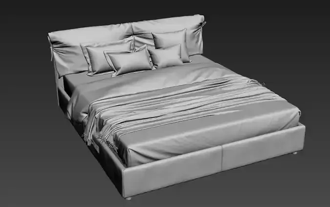 Modern bed high-poly