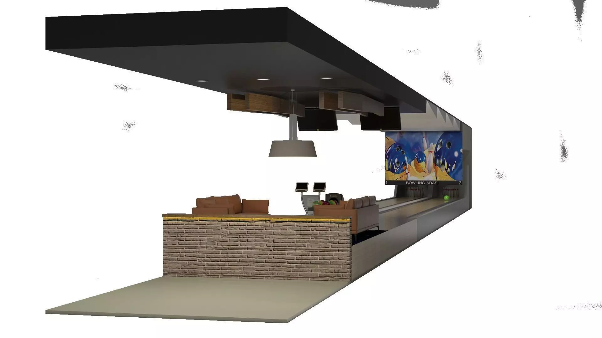 3D Bowling Lane 3D model_0