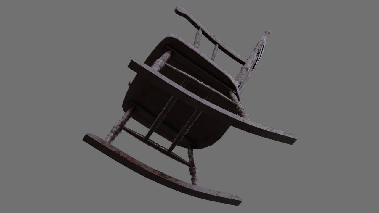 Rocking Chair 1B Low-poly 3D model_4
