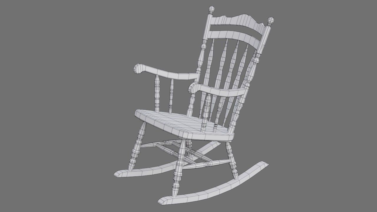 Rocking Chair 1B Low-poly 3D model_6