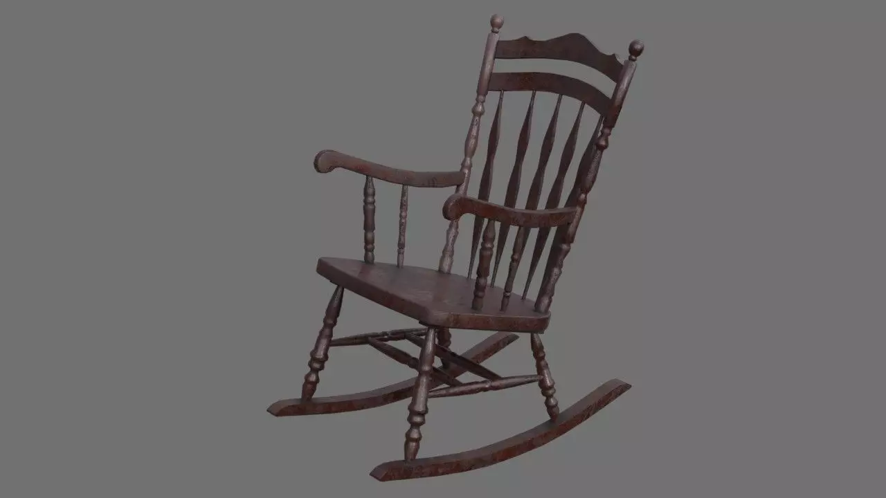 Rocking Chair 1B Low-poly 3D model_0
