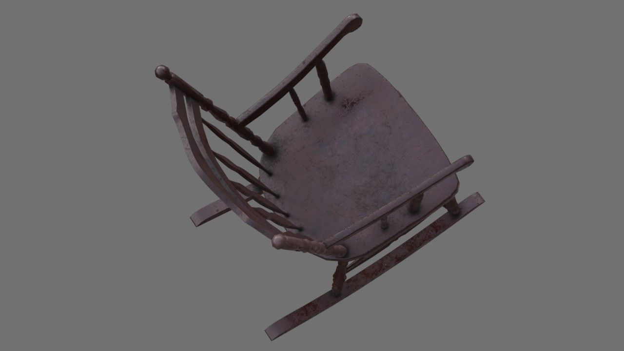 Rocking Chair 1B Low-poly 3D model_2