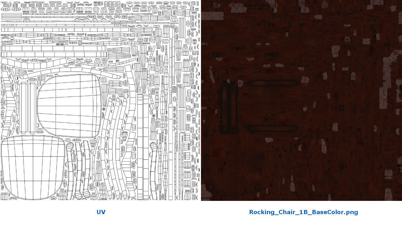 Rocking Chair 1B Low-poly 3D model_7