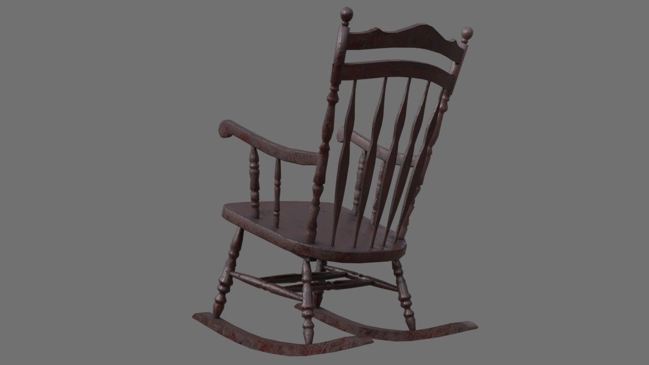 Rocking Chair 1B Low-poly 3D model_3