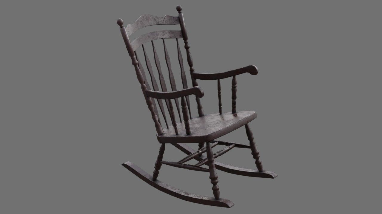 Rocking Chair 1B Low-poly 3D model_1