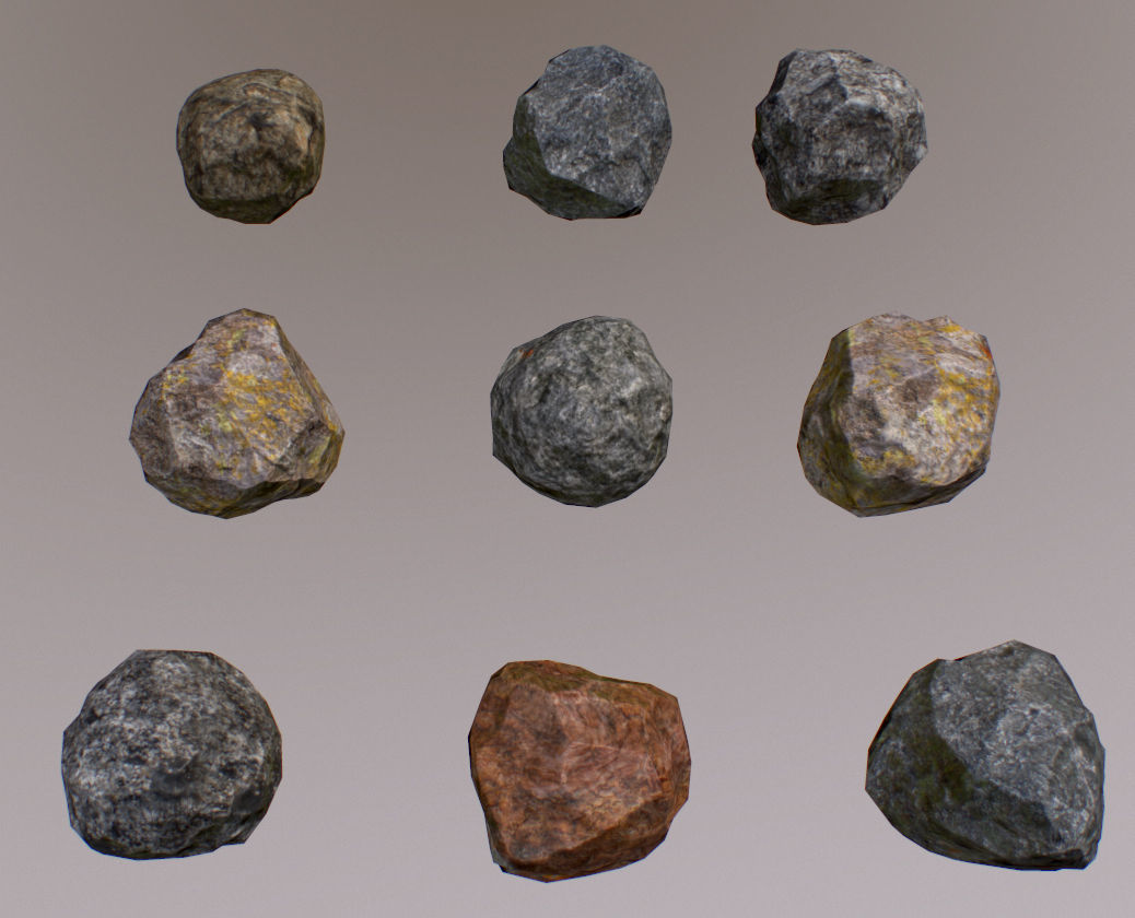 Rocks pile of on table Low-poly 3D model_4