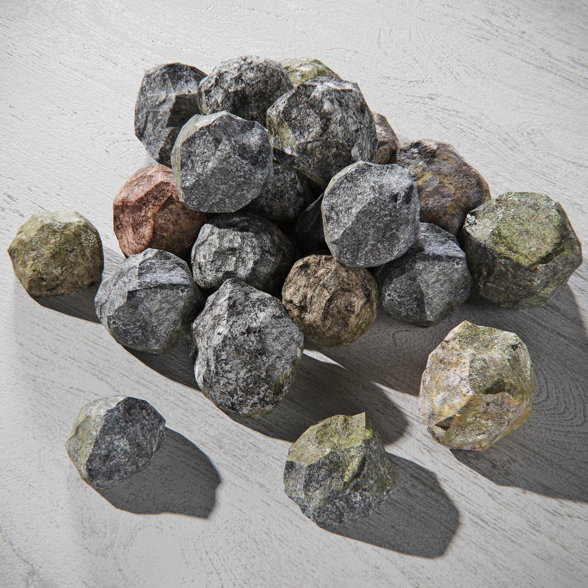 Rocks pile of on table Low-poly 3D model_2