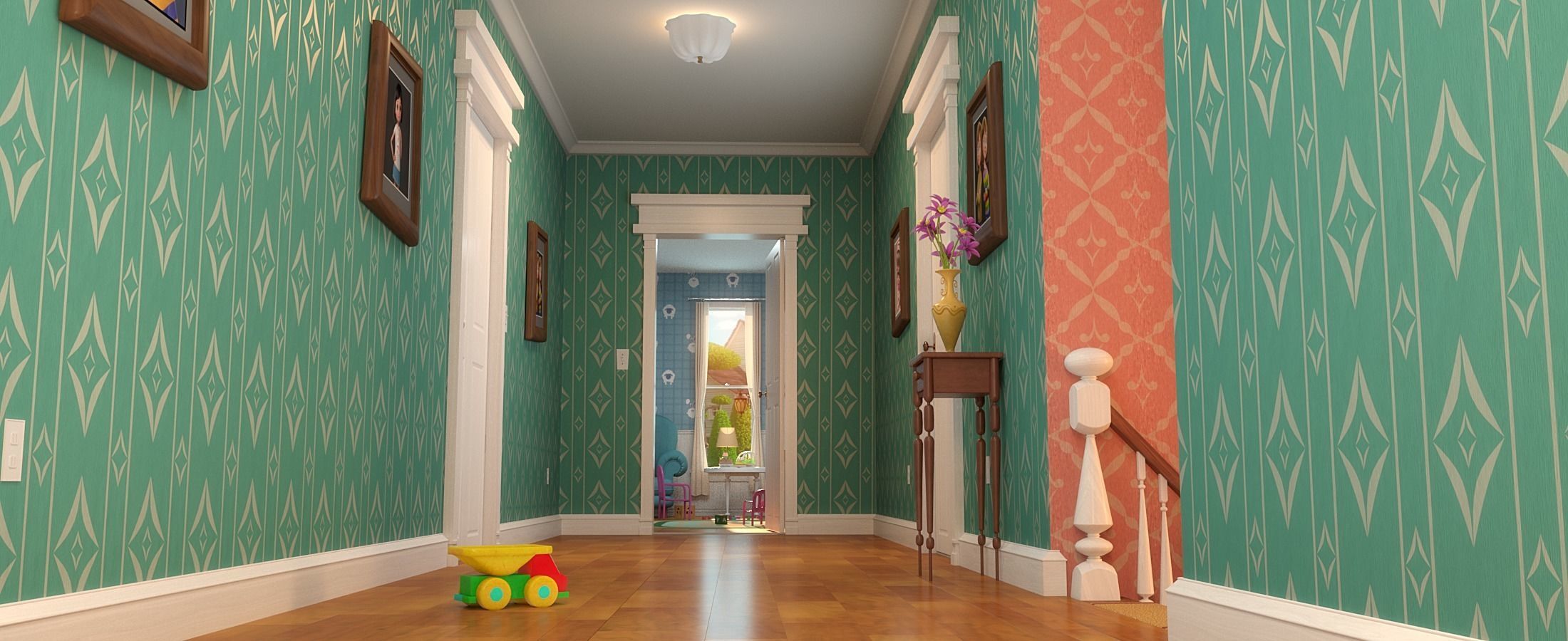 Cartoon Corridor Bedroom BabyRoom 3D model_14