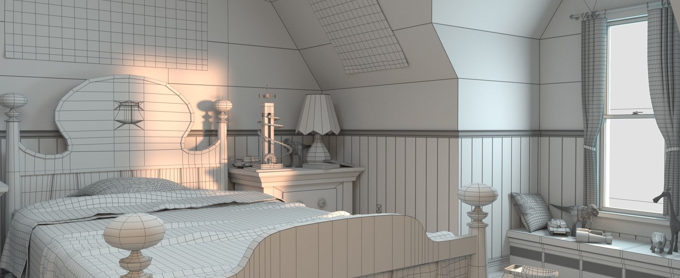 Cartoon Corridor Bedroom BabyRoom 3D model_23