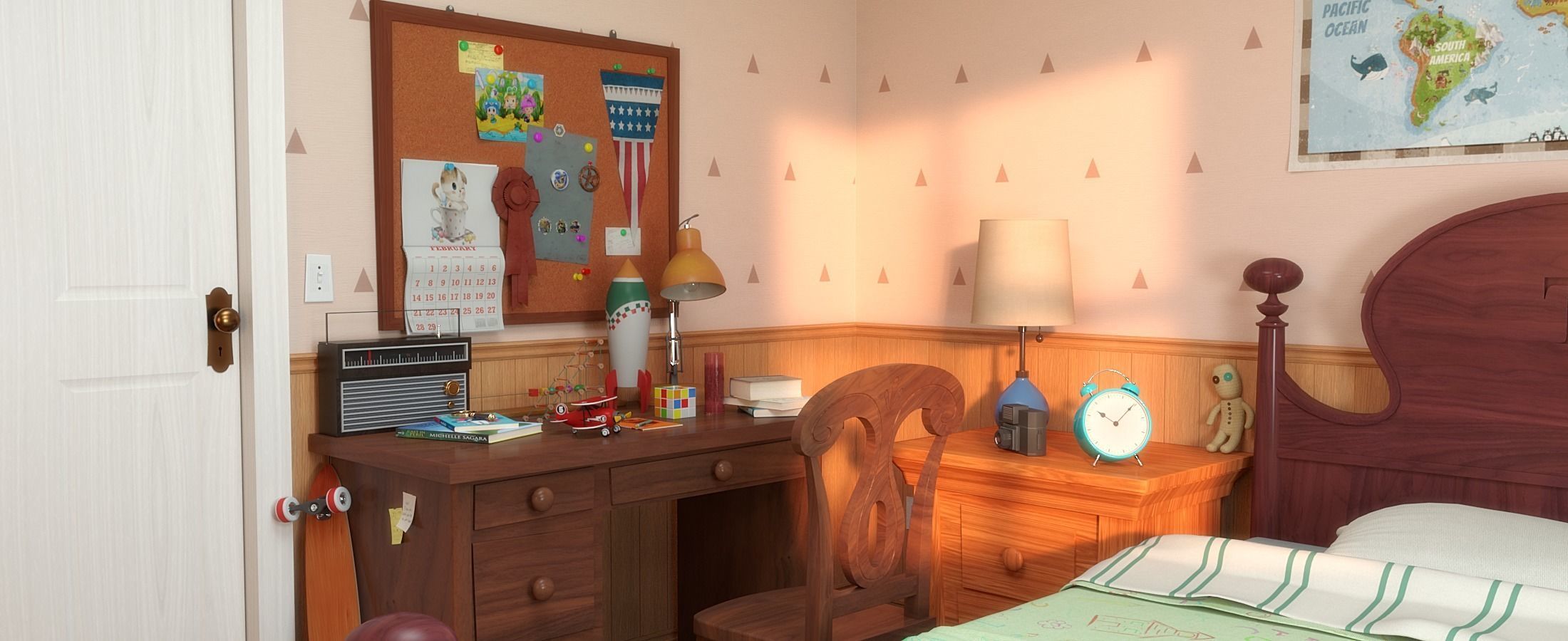 Cartoon Corridor Bedroom BabyRoom 3D model_3
