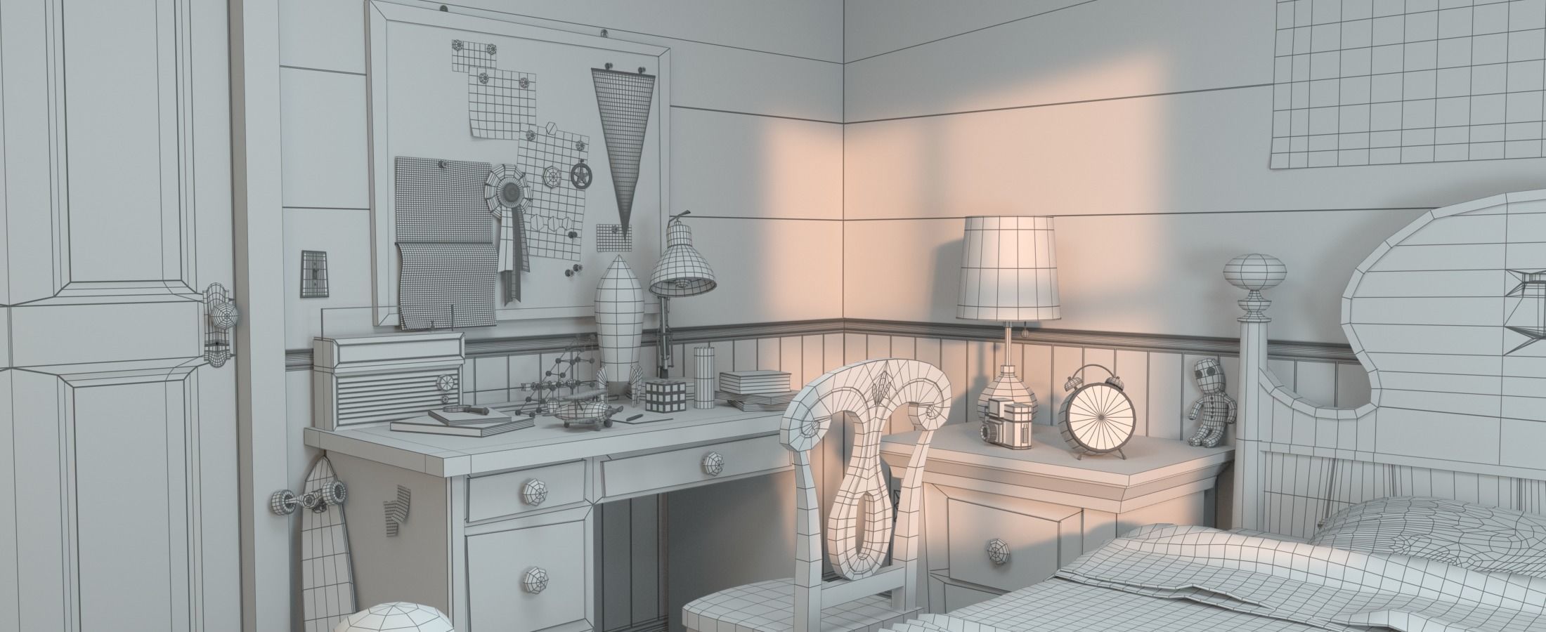 Cartoon Corridor Bedroom BabyRoom 3D model_25