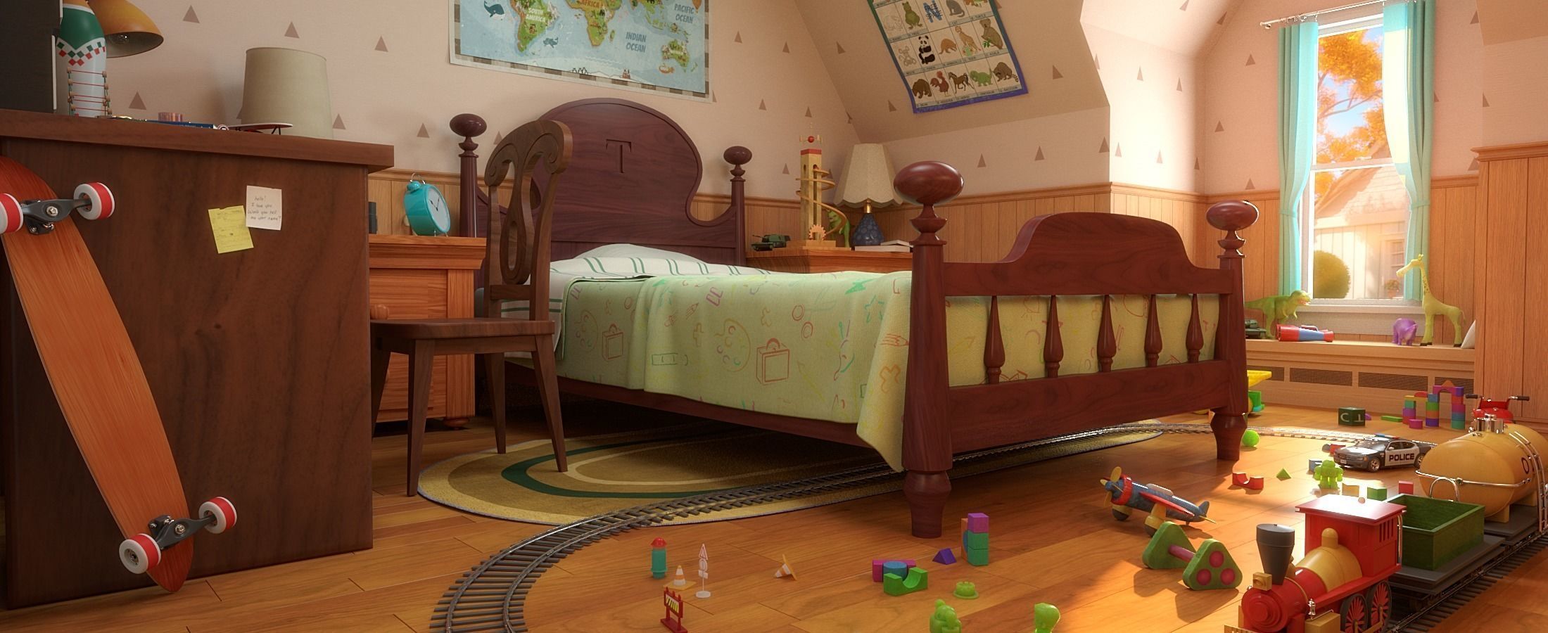 Cartoon Corridor Bedroom BabyRoom 3D model_2