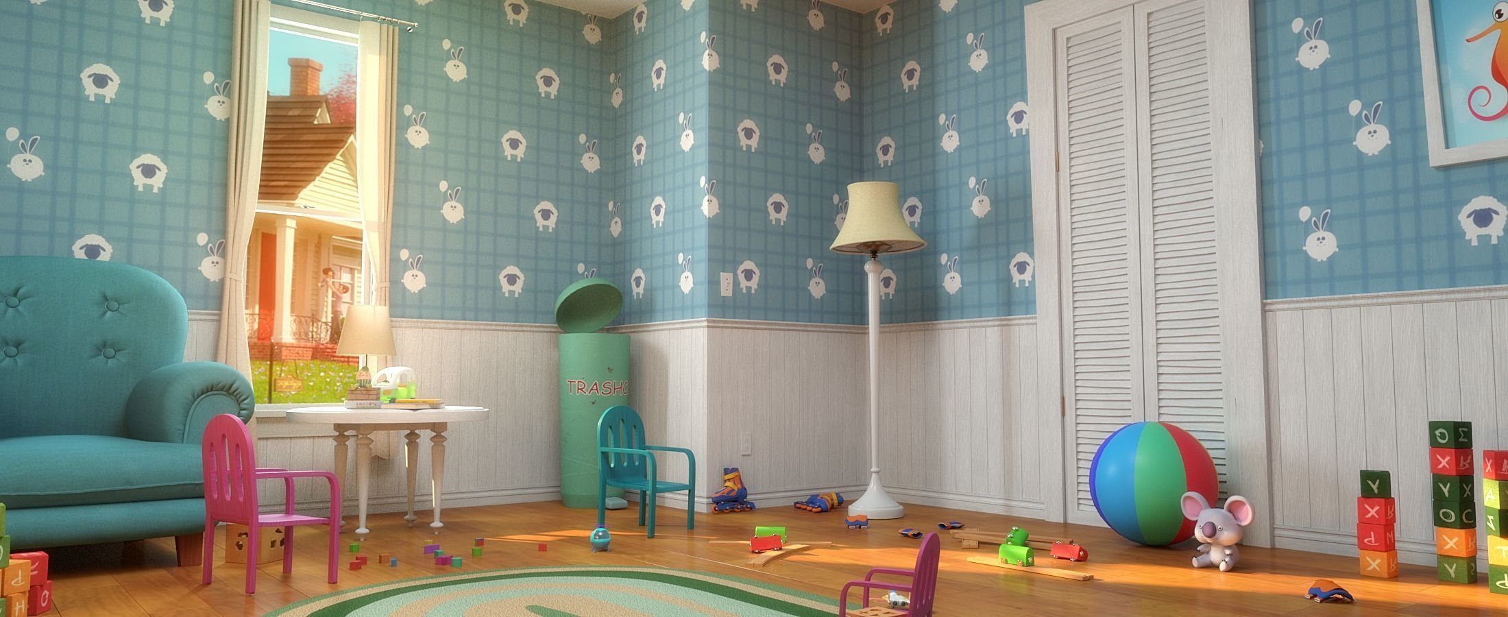 Cartoon Corridor Bedroom BabyRoom 3D model_9