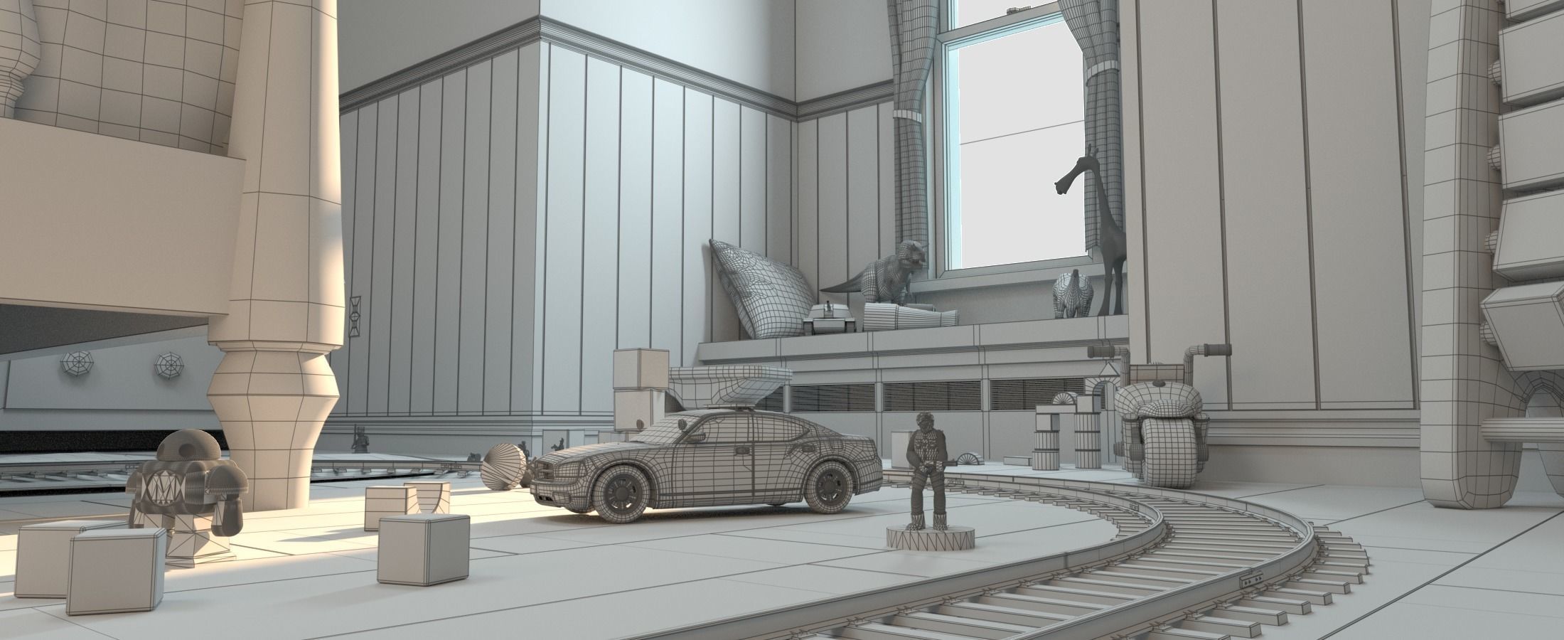 Cartoon Corridor Bedroom BabyRoom 3D model_28