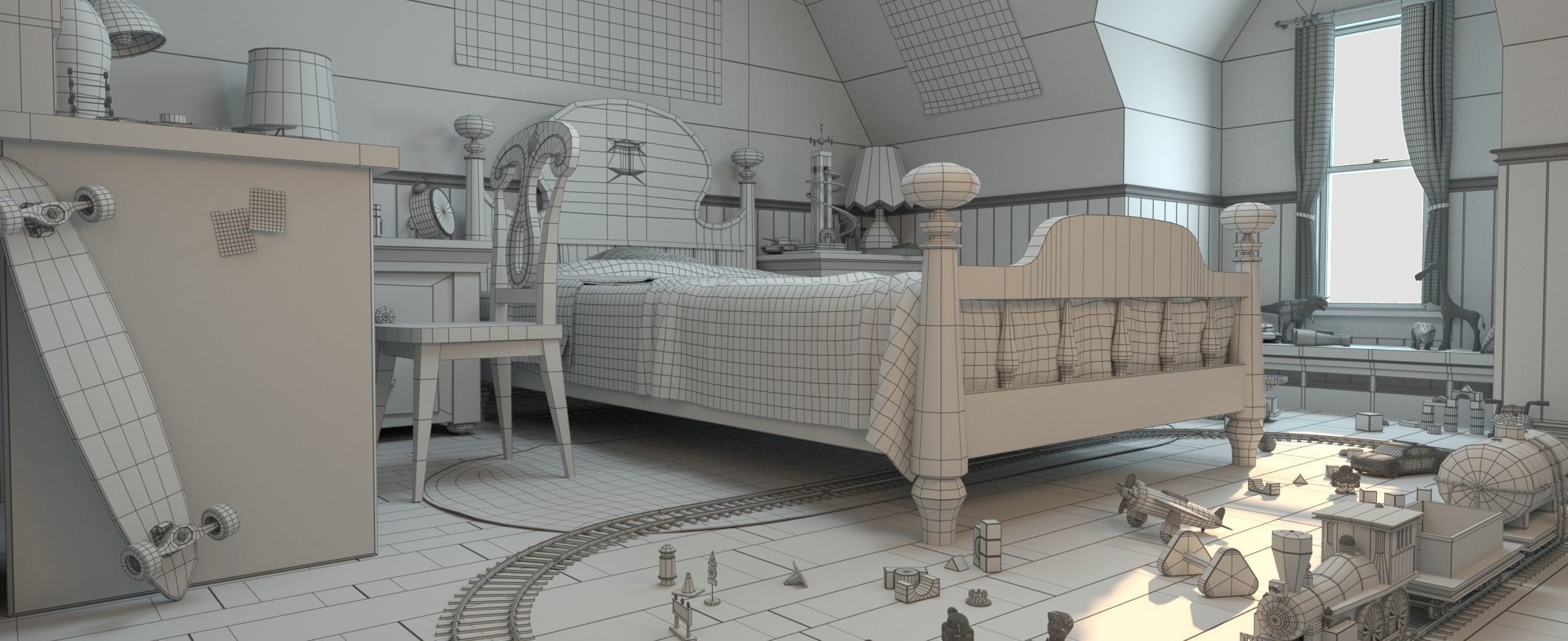 Cartoon Corridor Bedroom BabyRoom 3D model_27