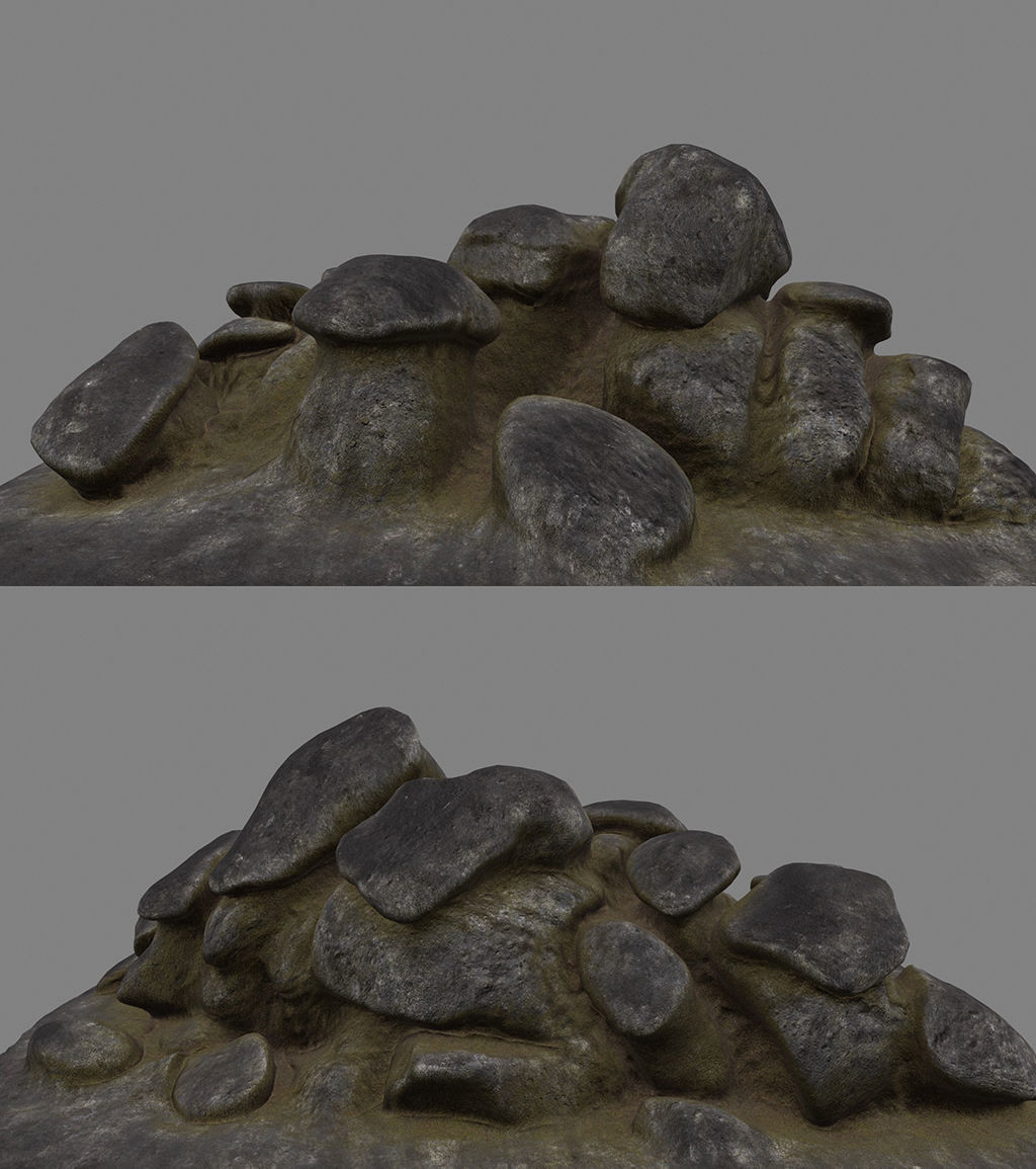 old forest rocks 04 Low-poly 3D model_9