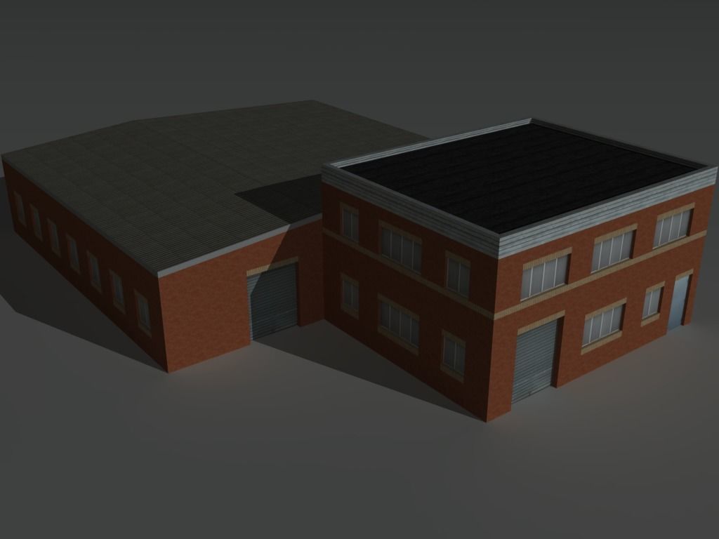 Factory Building Set 6 Low-poly 3D model_14