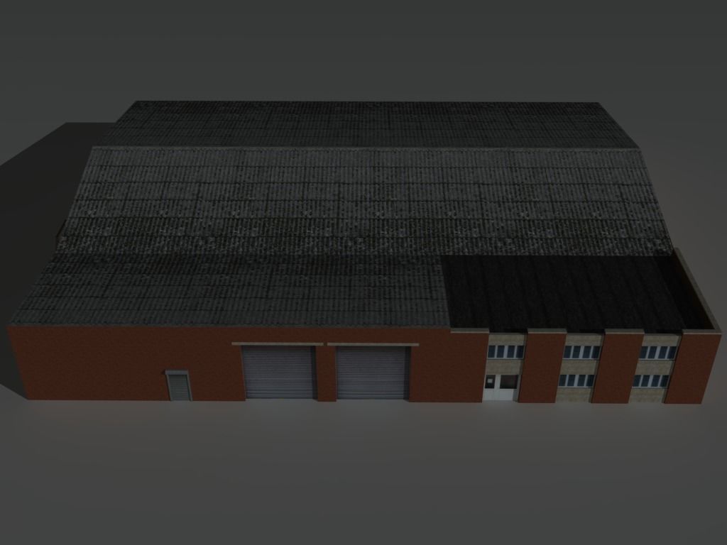 Factory Building Set 6 Low-poly 3D model_1