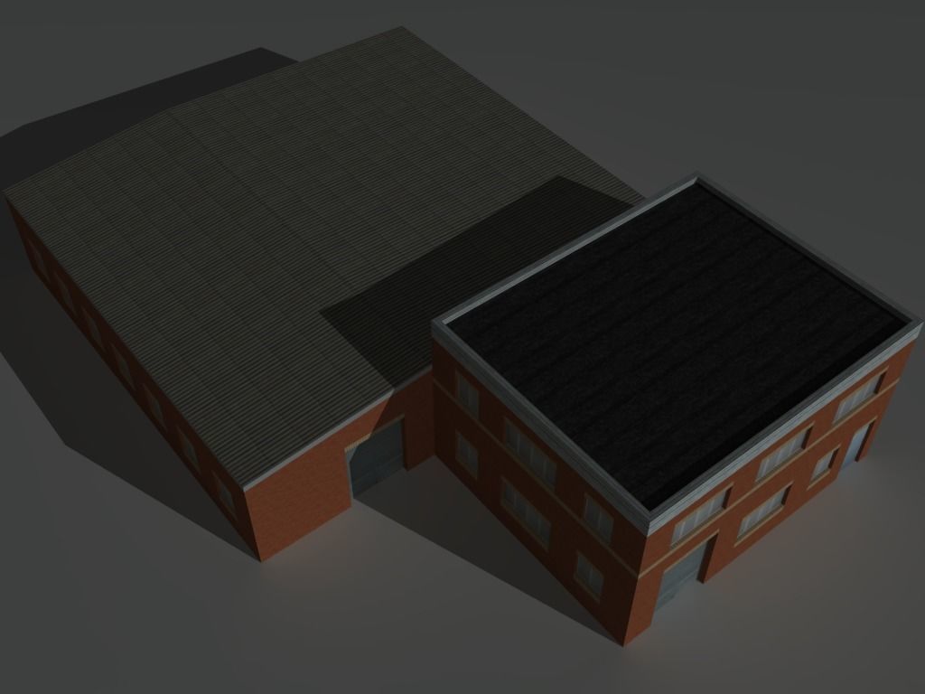 Factory Building Set 6 Low-poly 3D model_15