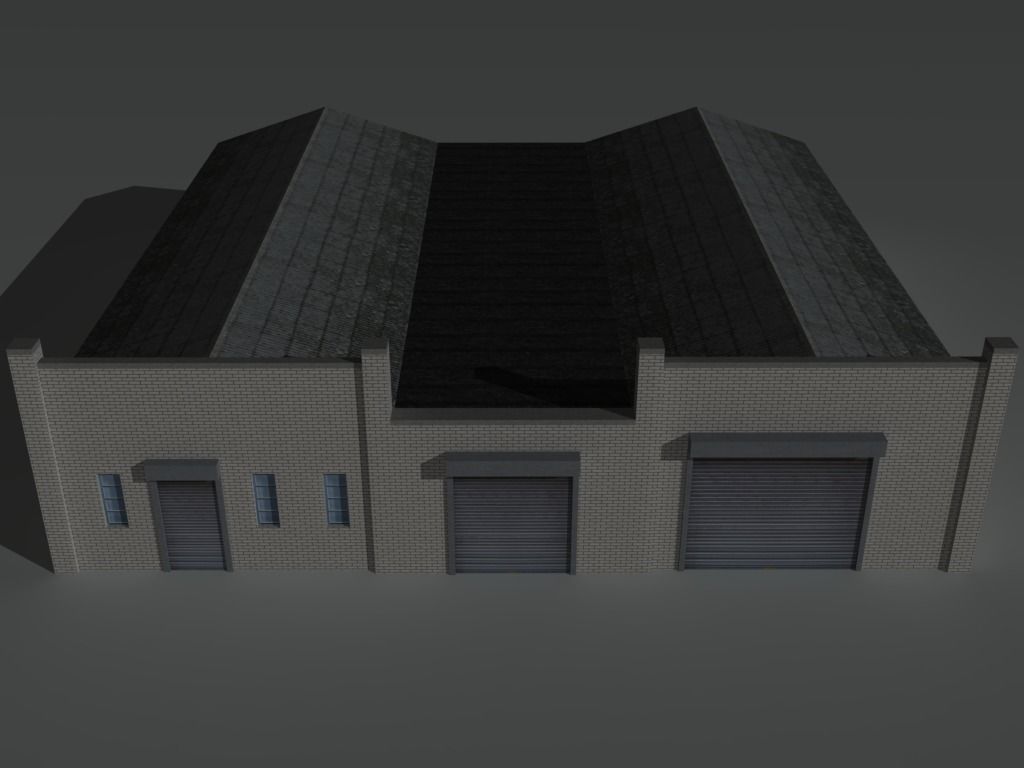 Factory Building Set 6 Low-poly 3D model_16