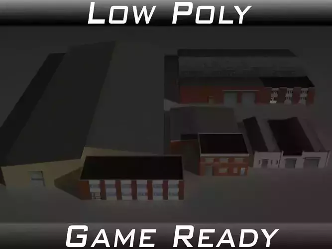 Factory Building Set 6 Low-poly 3D model