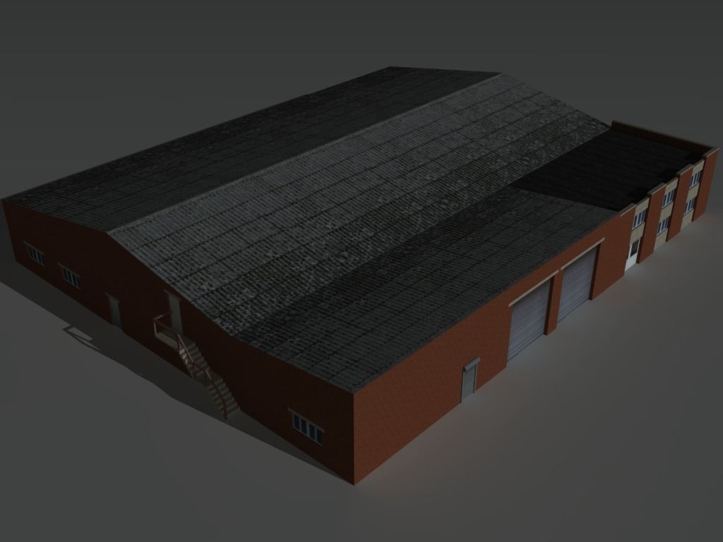 Factory Building Set 6 Low-poly 3D model_4