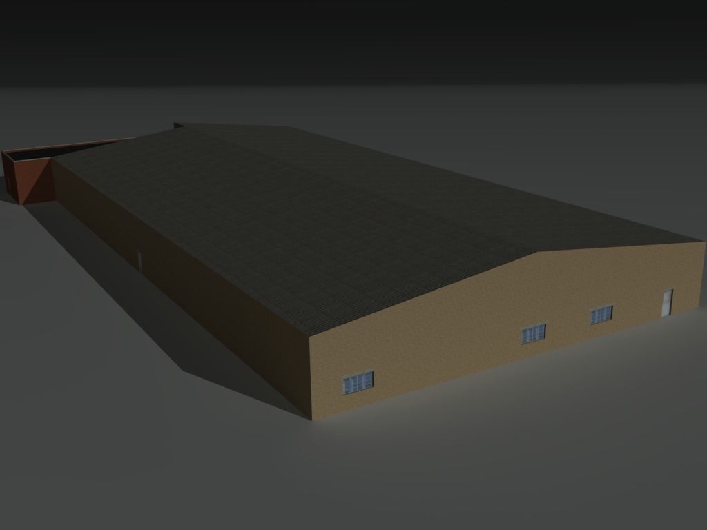 Factory Building Set 6 Low-poly 3D model_7