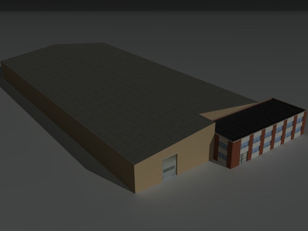 Factory Building Set 6 Low-poly 3D model_9