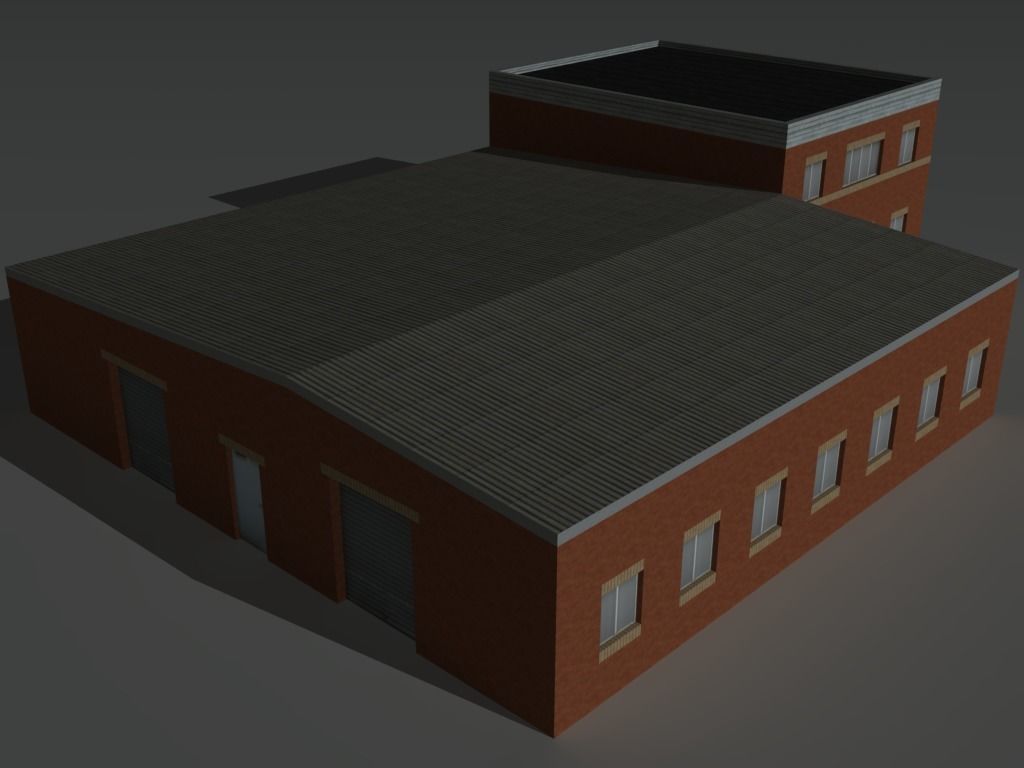 Factory Building Set 6 Low-poly 3D model_13