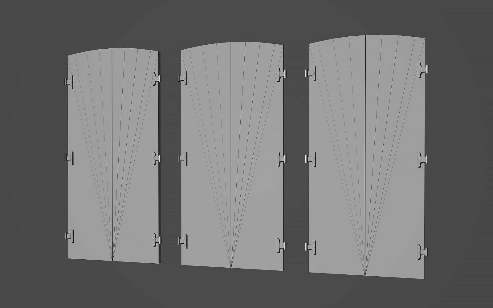 Modular french window Low-poly 3D model_7