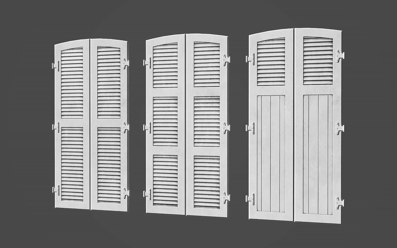 Modular french window Low-poly 3D model_6