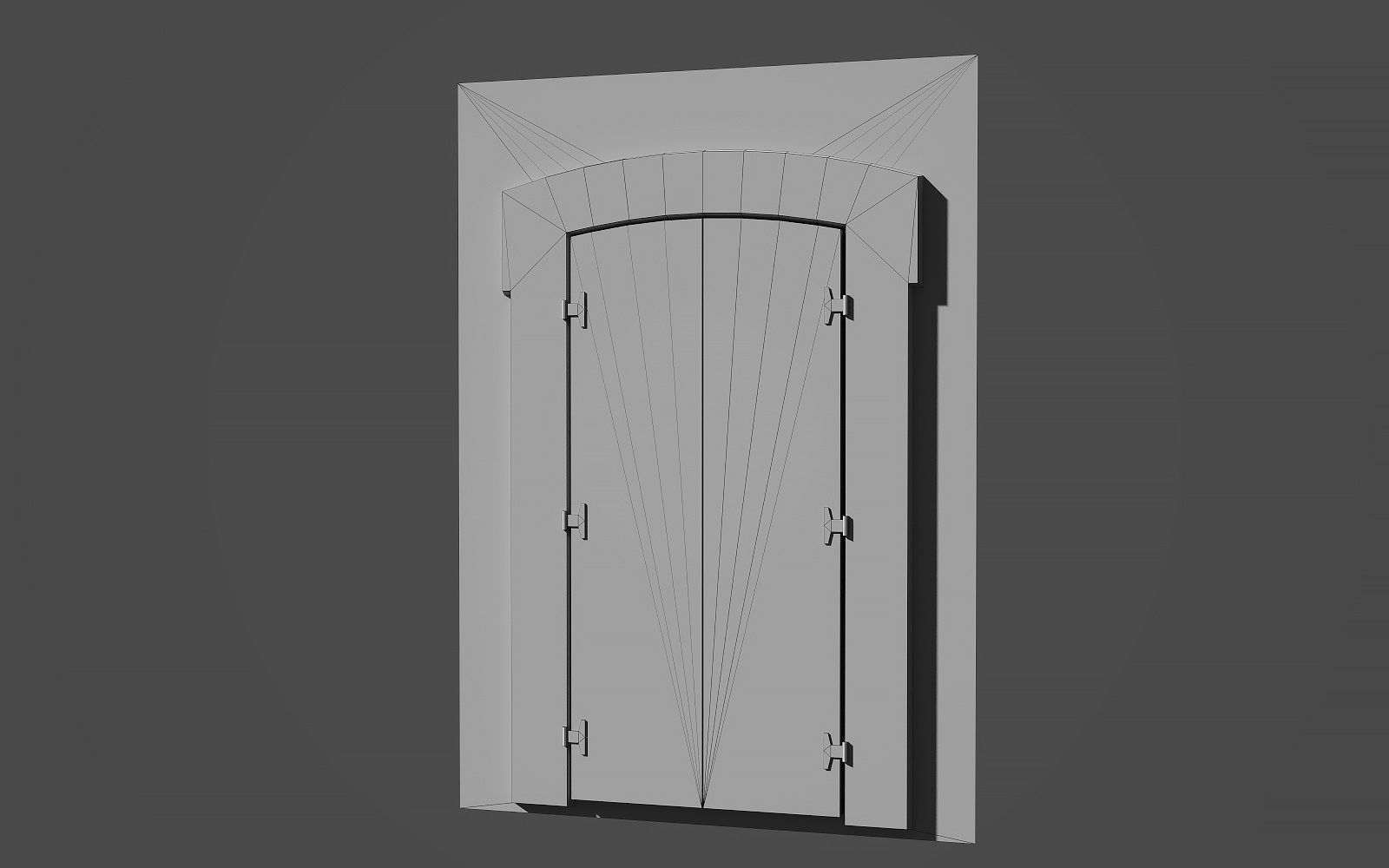 Modular french window Low-poly 3D model_3