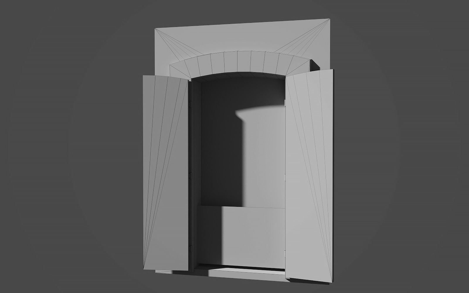 Modular french window Low-poly 3D model_1