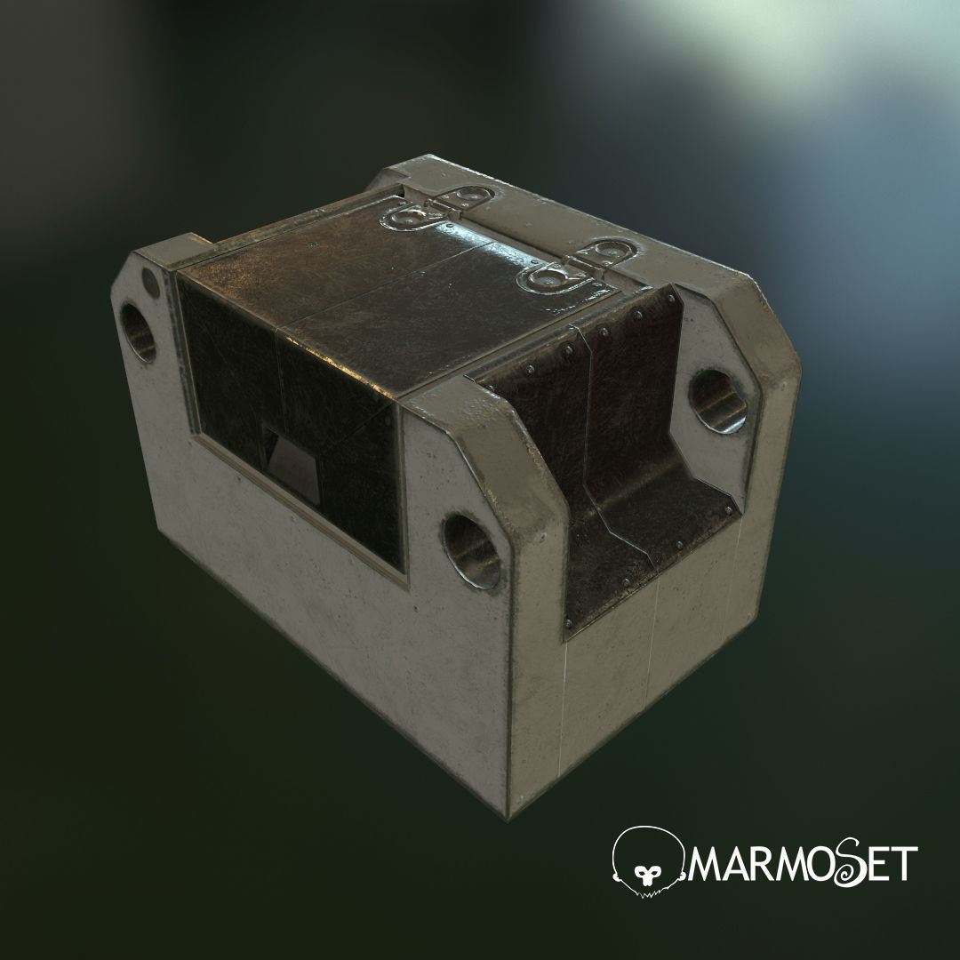 scifi box Low-poly 3D model_3