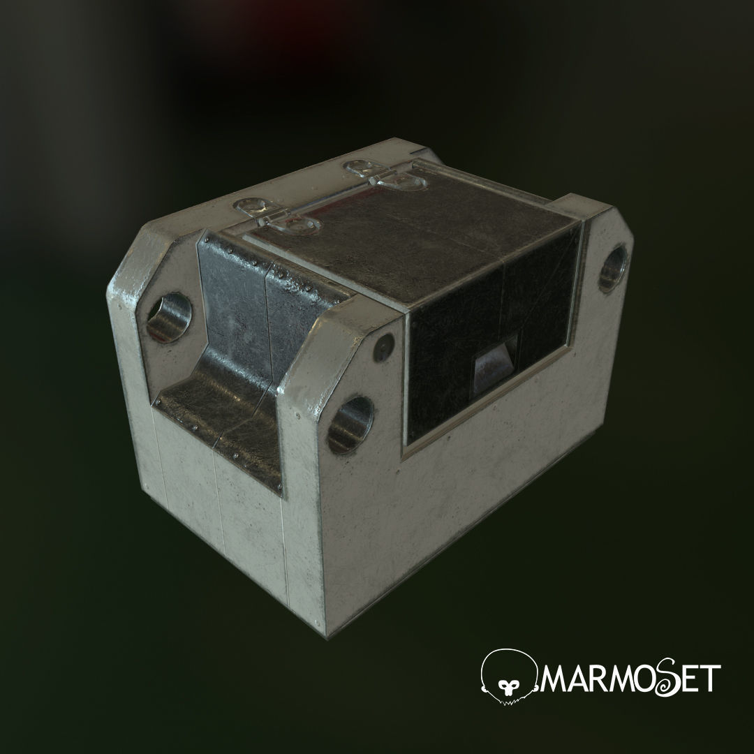 scifi box Low-poly 3D model_2