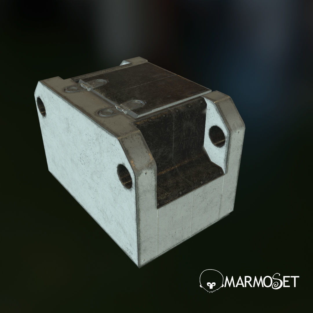 scifi box Low-poly 3D model_4