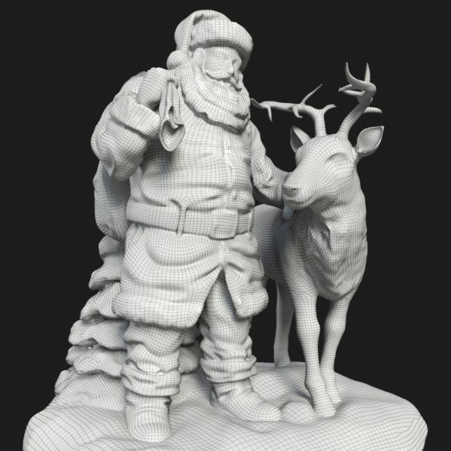 Santa Claus ceramic statuette  3D model_3