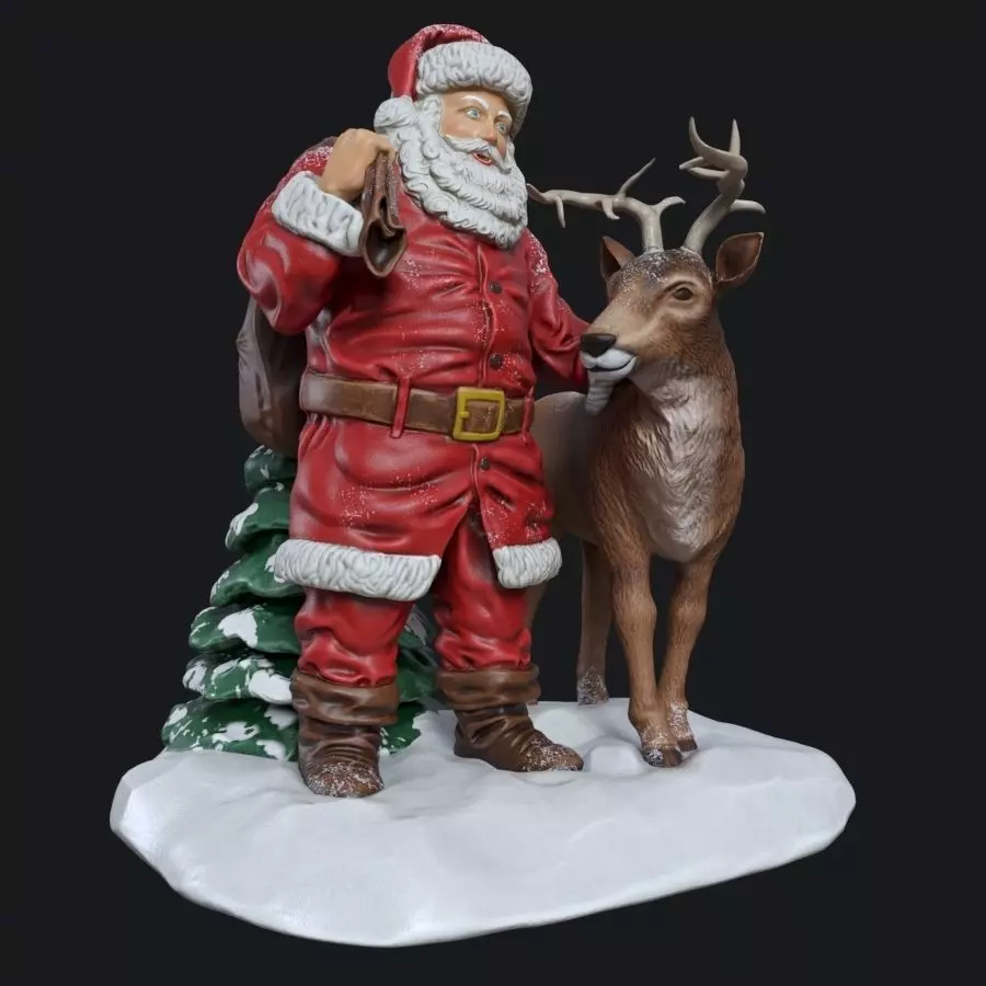 Santa Claus ceramic statuette  3D model_0