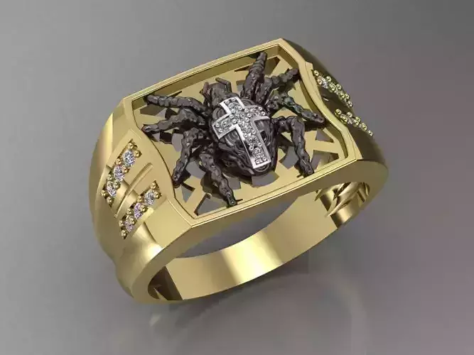Spider gold ring with and diamonds