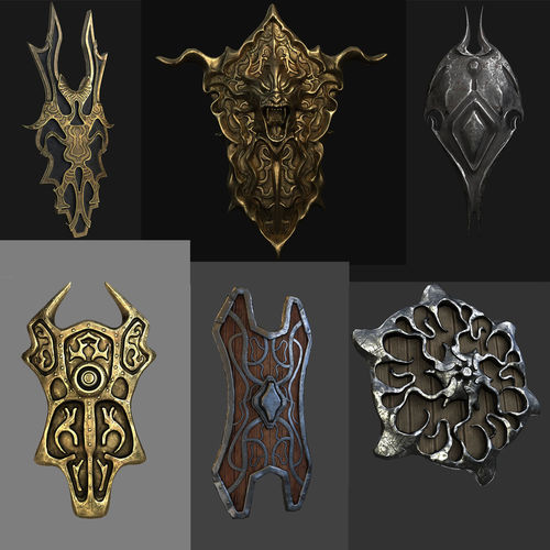 Collection fantasy shields 3D model