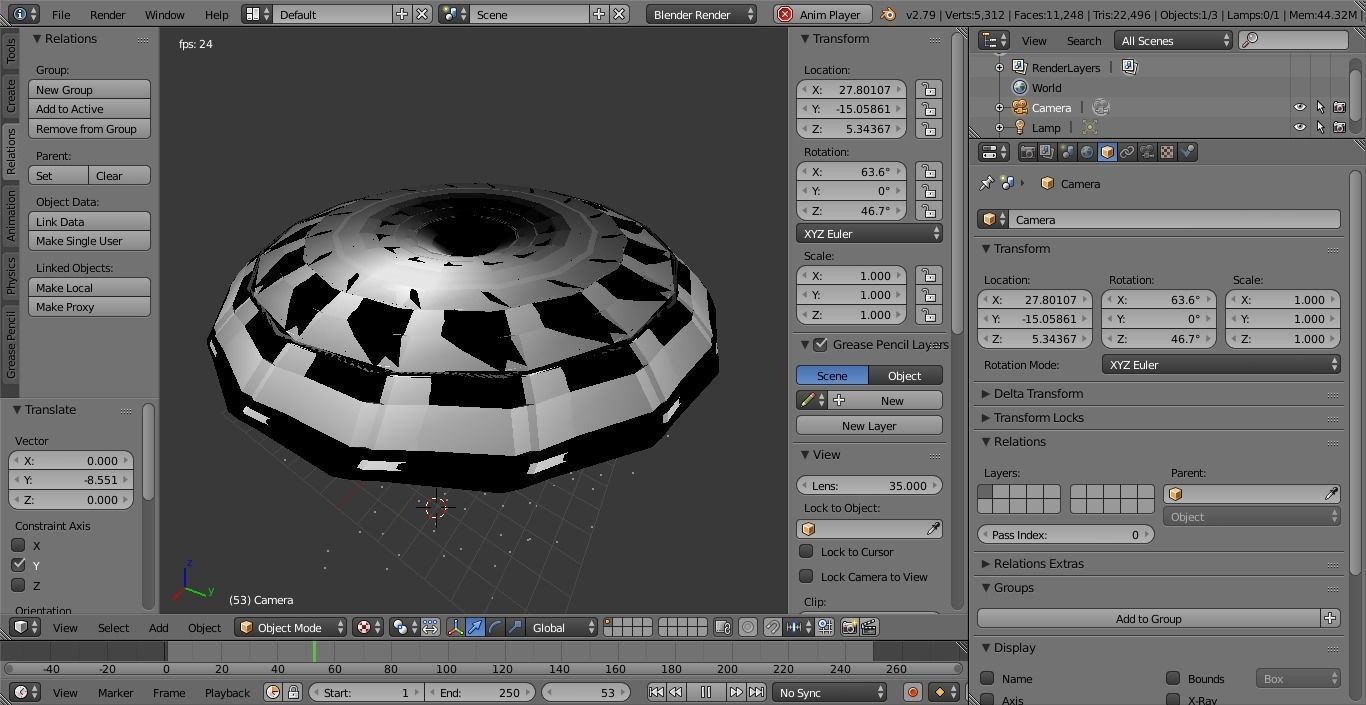 Spaceship Flying saucer Low-poly 3D model_2