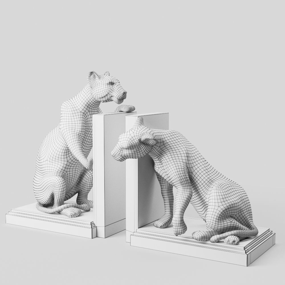 Bookend Lioness set of 2 3D model_3