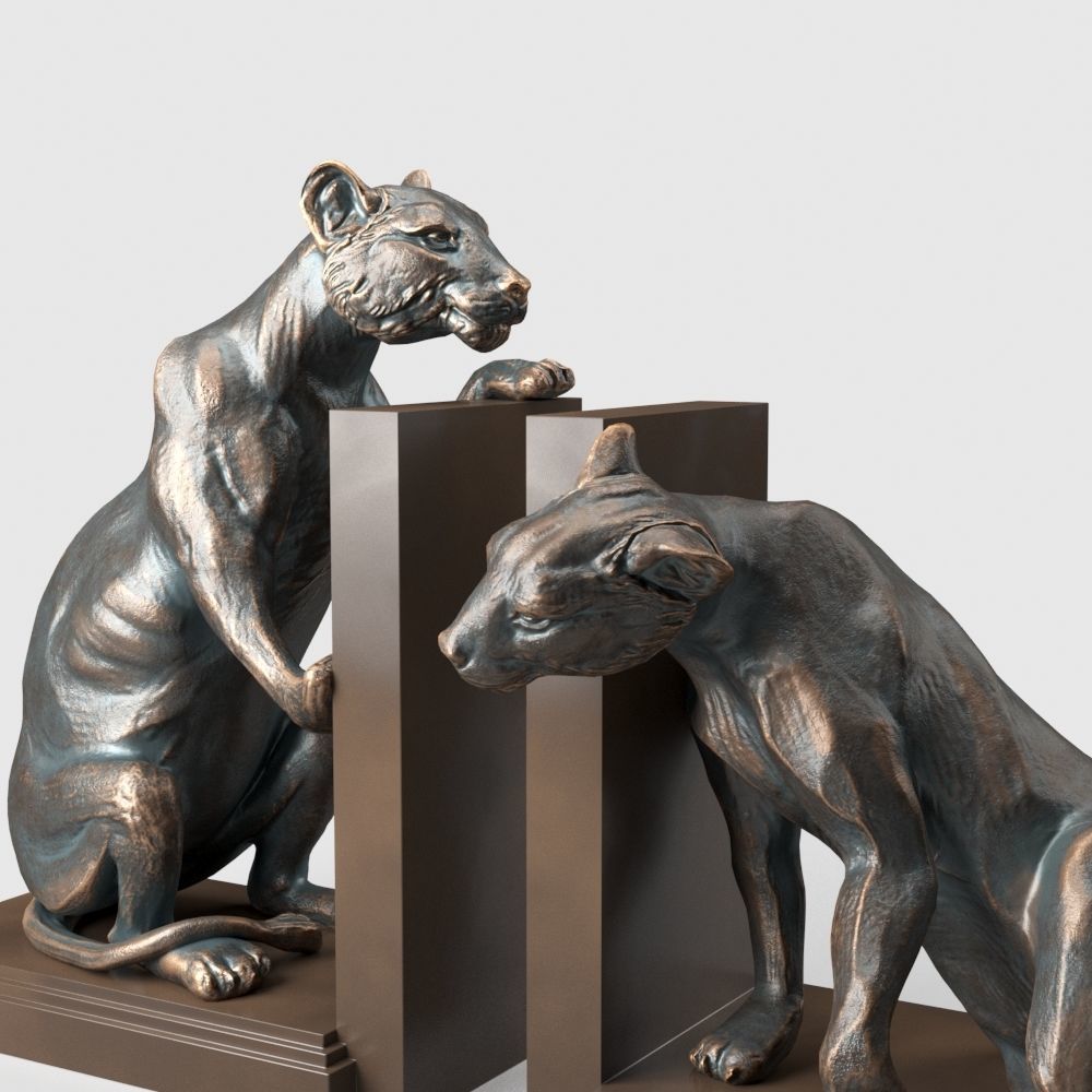 Bookend Lioness set of 2 3D model_4
