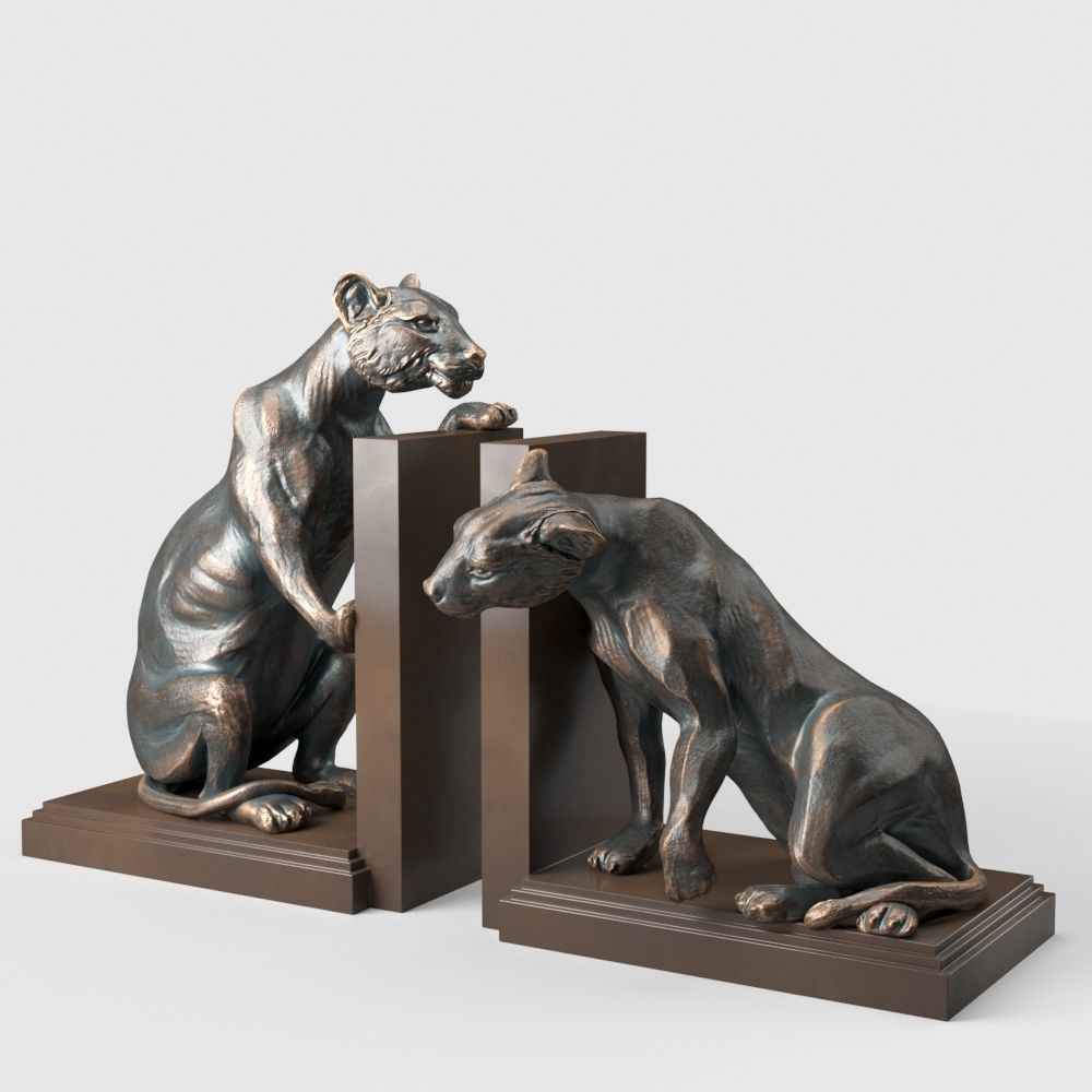 Bookend Lioness set of 2 3D model_2