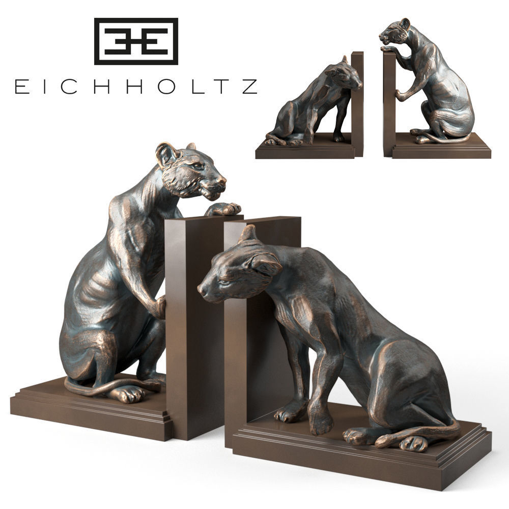 Bookend Lioness set of 2 3D model_1