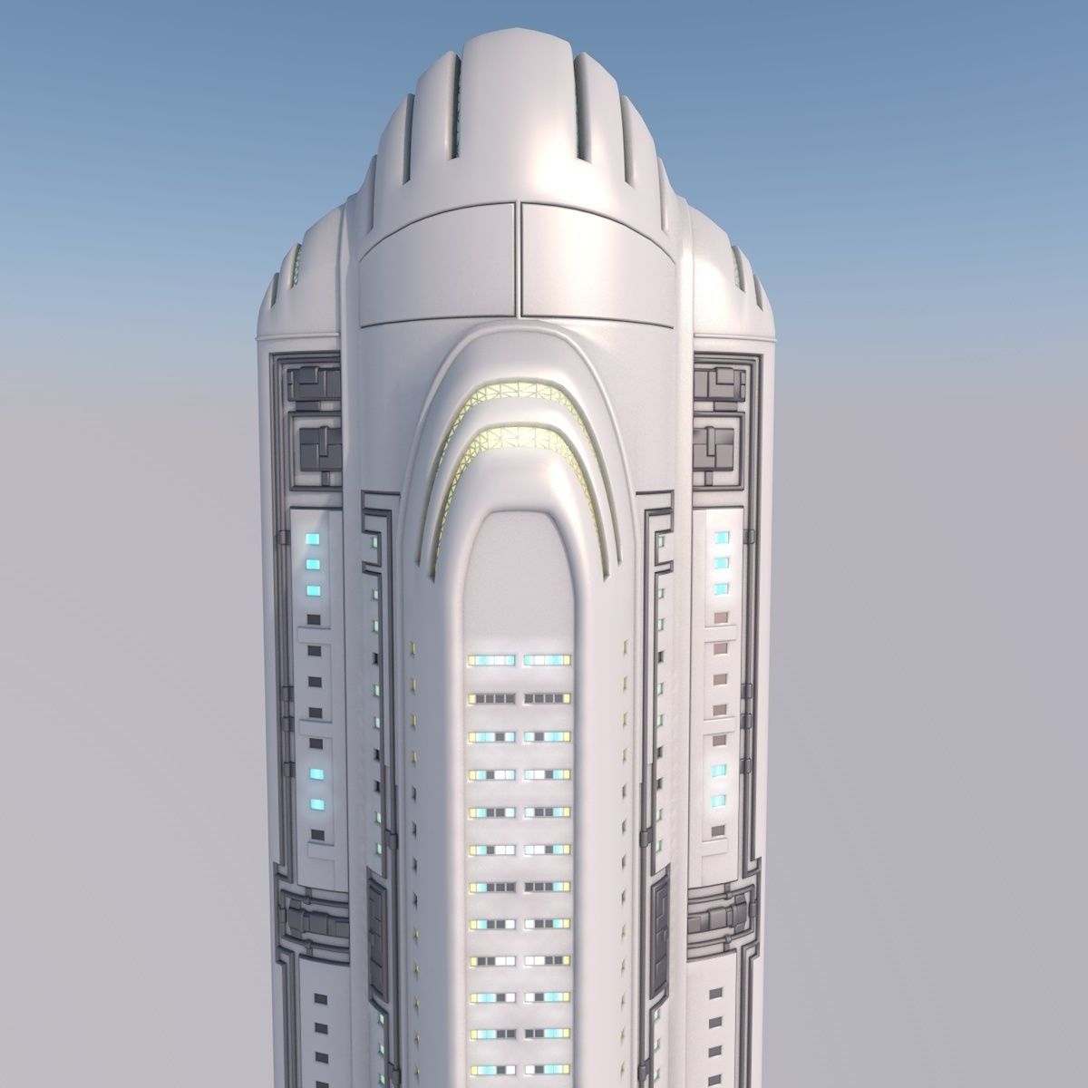 futuristic skyscraper 3D model_4