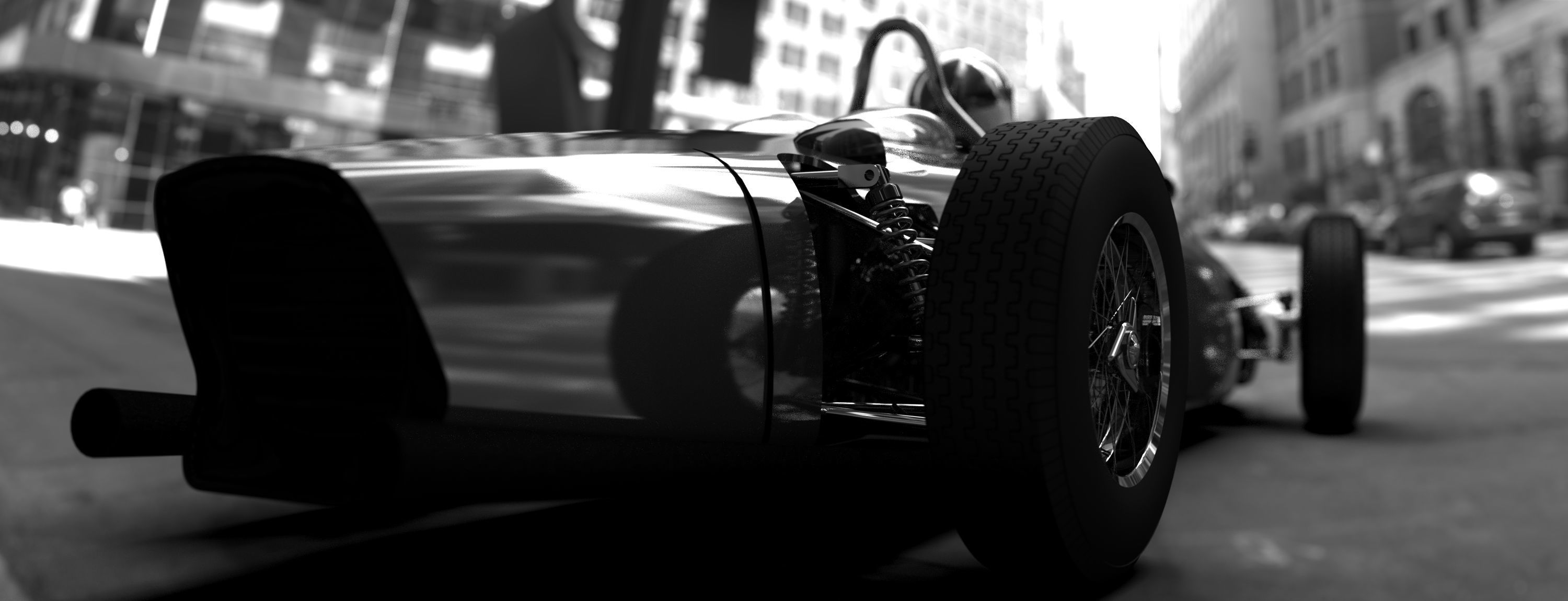 F1 1961 racing car with engine 3D model_19